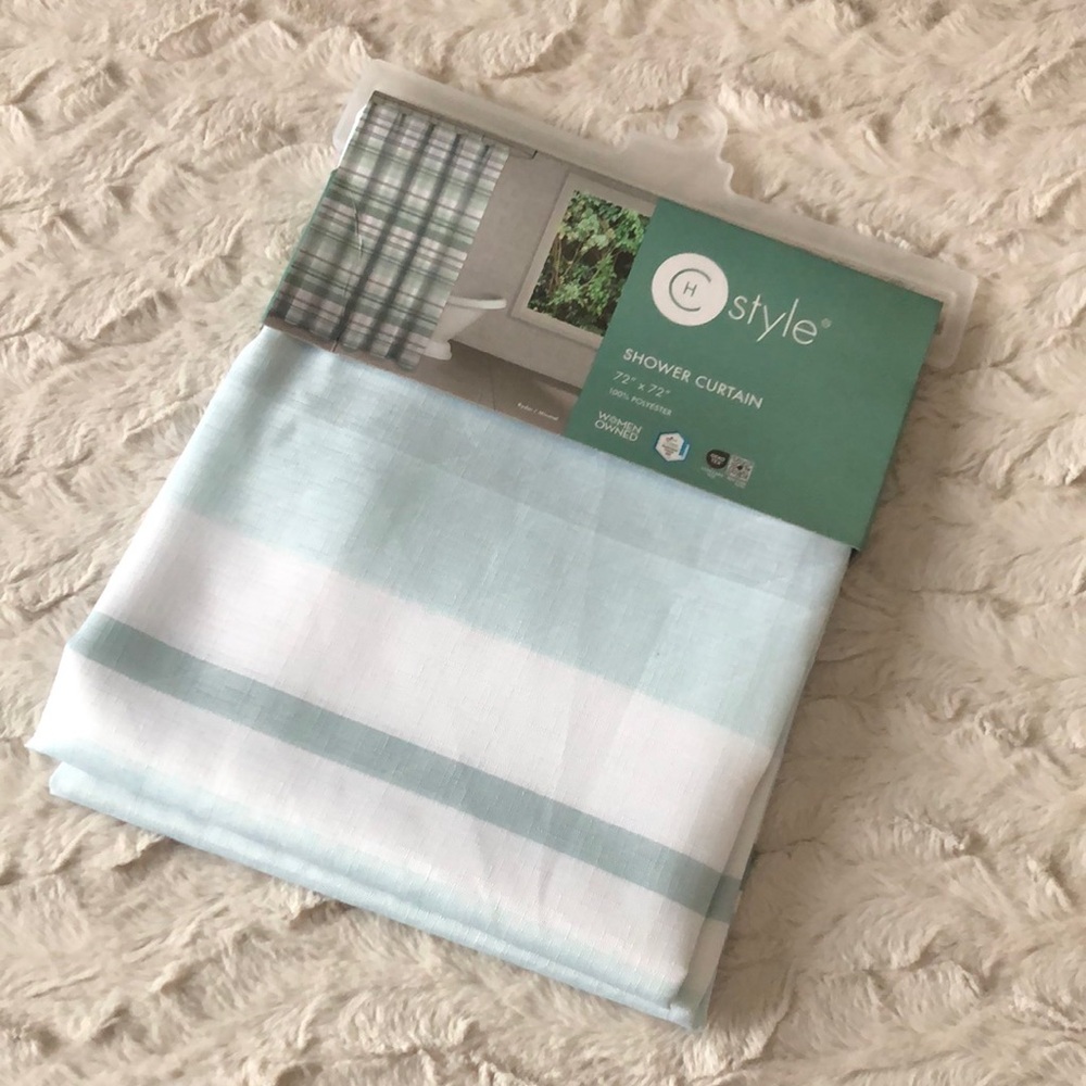 CH Style Mint Green and White Shower Curtain